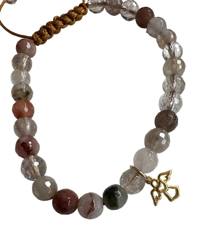 Agate miks armbånd 6 mm sten. Fra