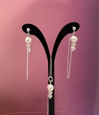 Smykkesæt Øreringe og kæde med hvide ferskvandsperler