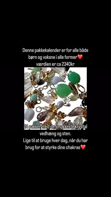 Pakkekalender med 24 lækre gaver med krystal vedhæng