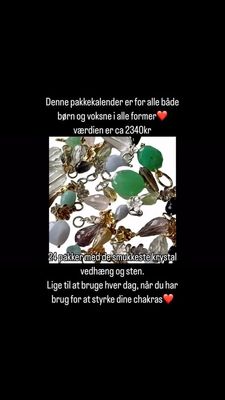 Pakkekalender med 24 lækre gaver med krystal vedhæng