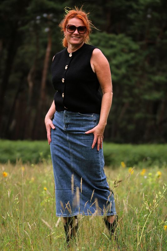 Lange denim rok