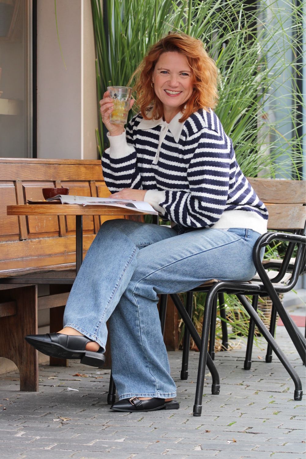 Blauw gestreept trui