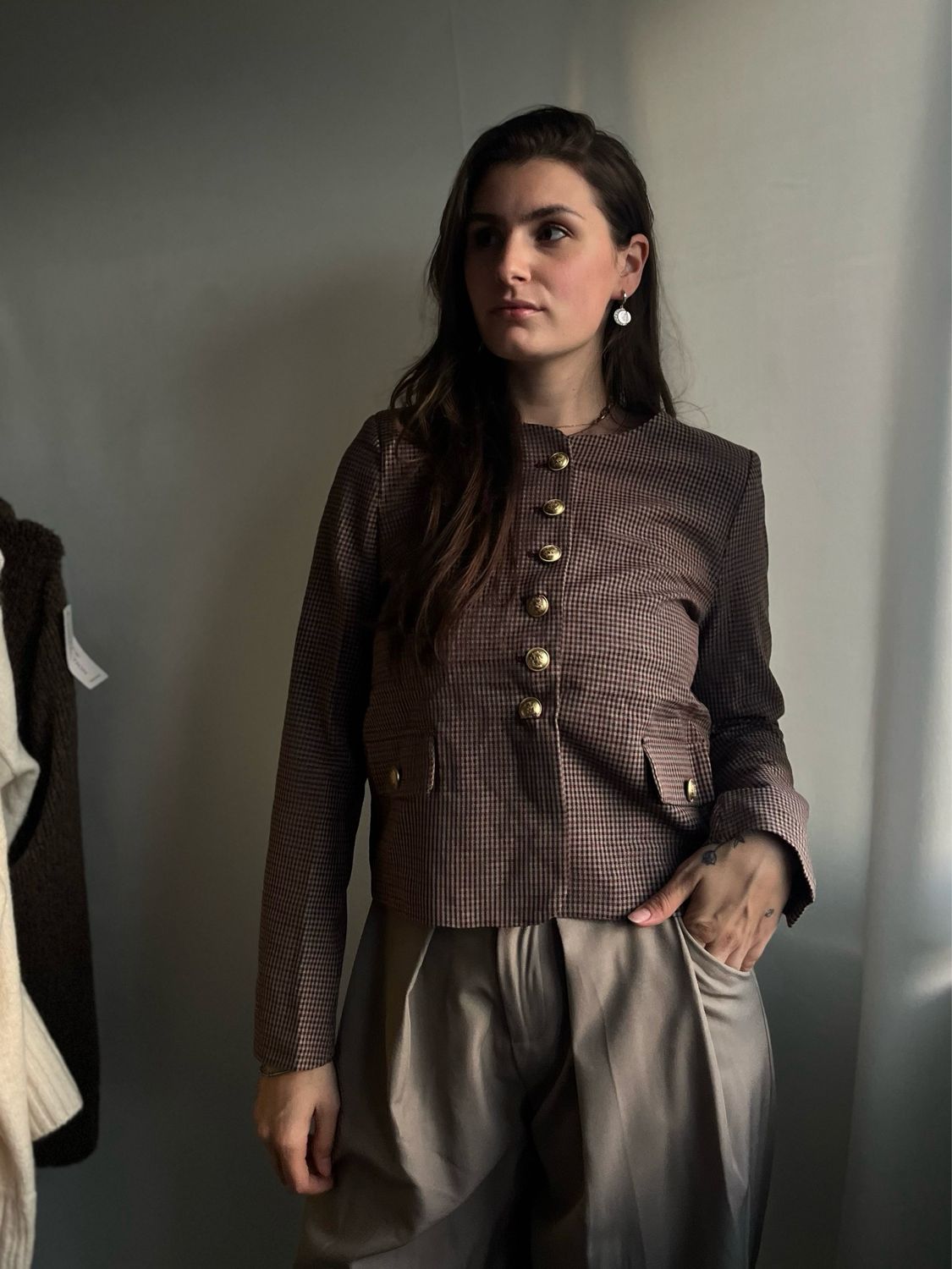 Bordeaux geruite top