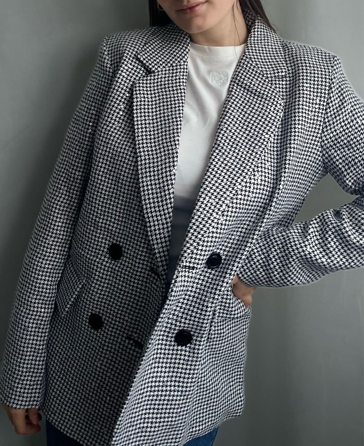 Geruite glitter blazer