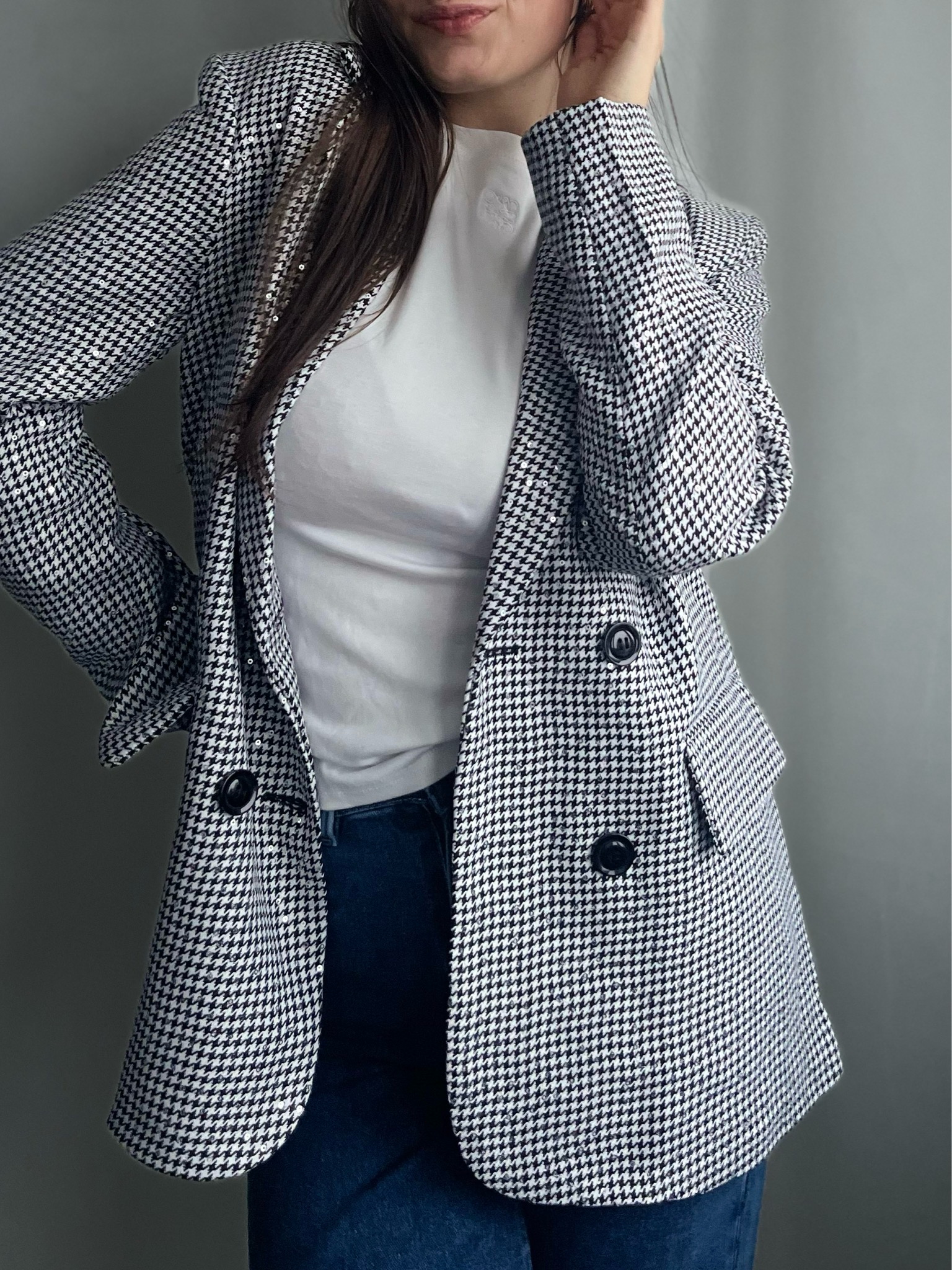 Geruite glitter blazer