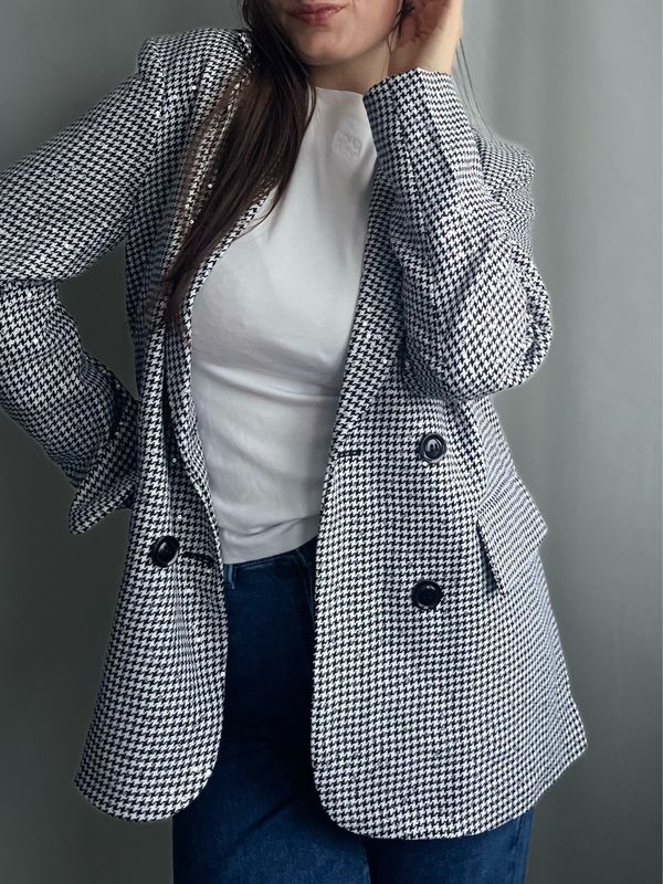 Geruite glitter blazer