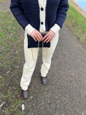 Leren tas met gouden ketting