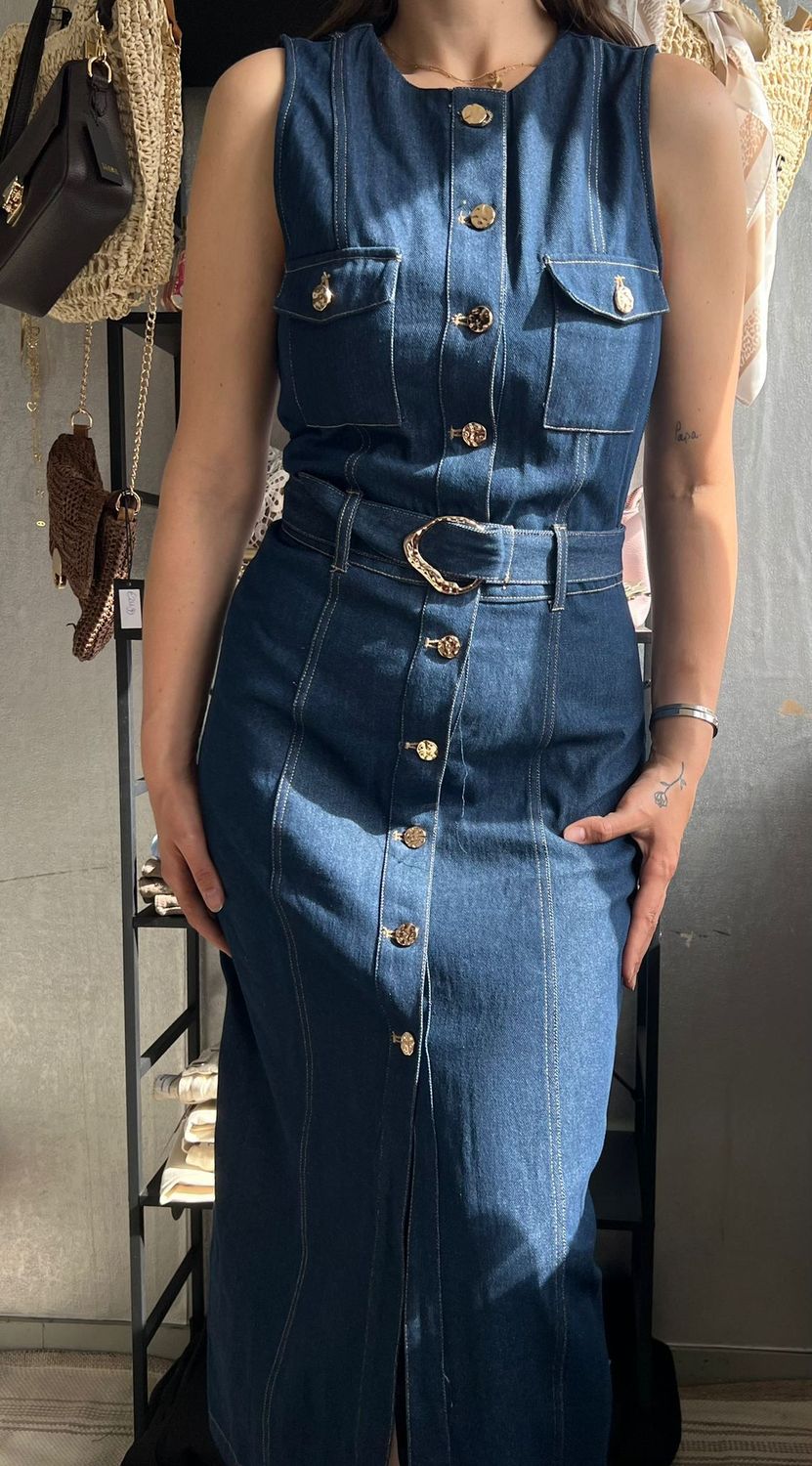 Lange denim jurk