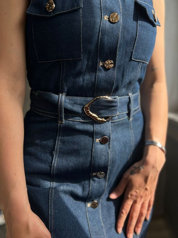 Lange denim jurk
