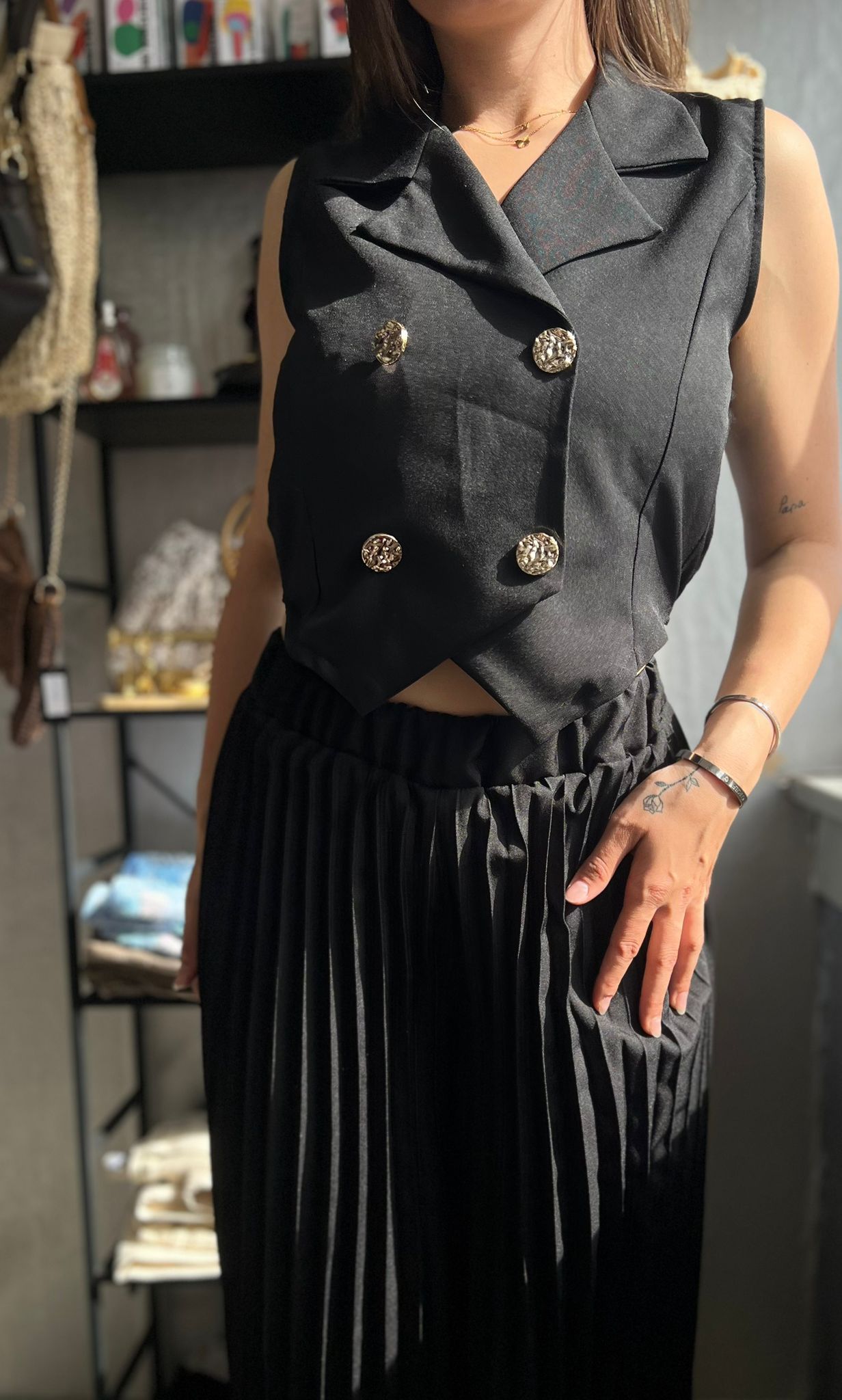 Set met gilet en wijde broek