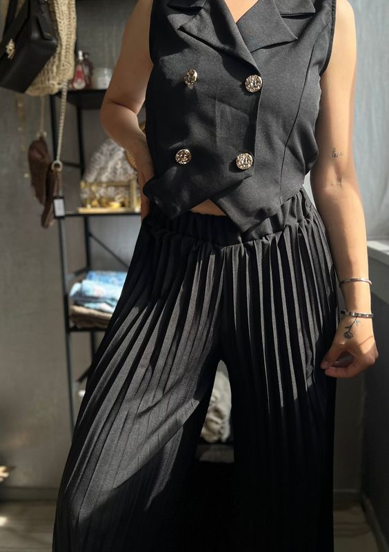 Set met gilet en wijde broek