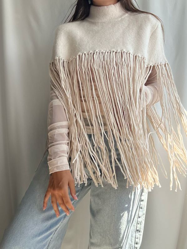 Gebreide Franje Poncho