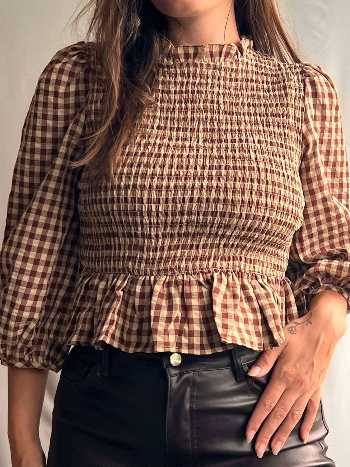 Geruite peplum top