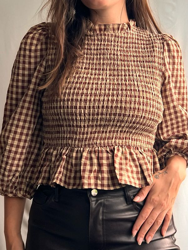 Geruite peplum top