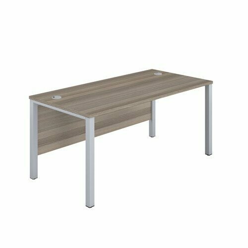Goalpost Leg Desk - Grey Oak/Silver