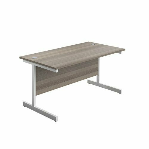 Cantilever Leg Desk - Grey Oak/White