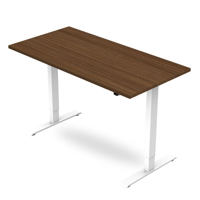 Height Adjustable Desk - Walnut / White