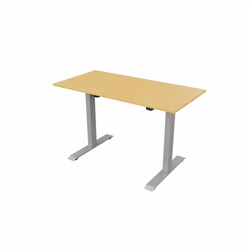 Height Adjustable Desk - Beech / Silver