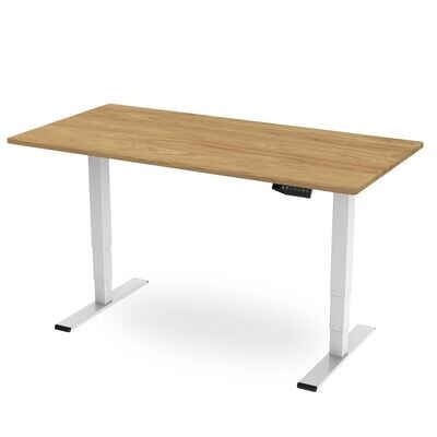 Memory Height Adjustable Desk - Oak / White