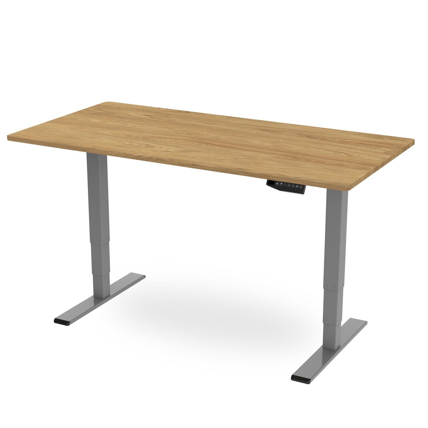 Memory Height Adjustable Desk - Oak / Silver