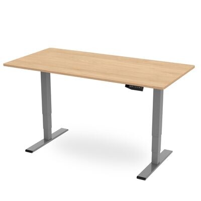 Memory Height Adjustable Desk - Maple / Silver
