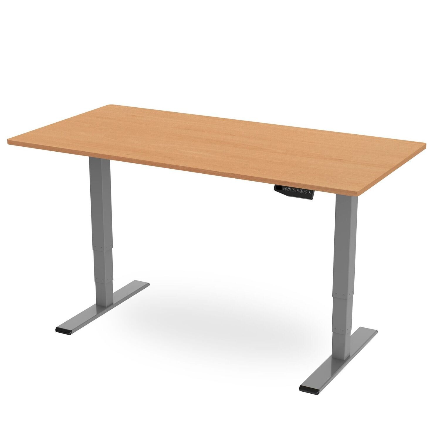 Memory Height Adjustable Desk - Beech / Silver