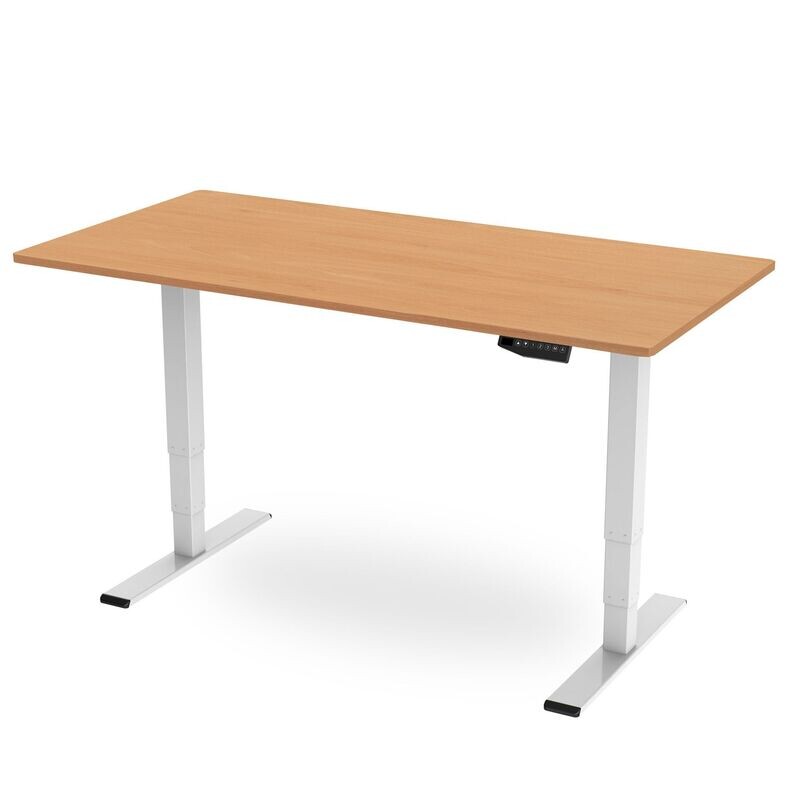 Memory Height Adjustable Desk - Beech / White