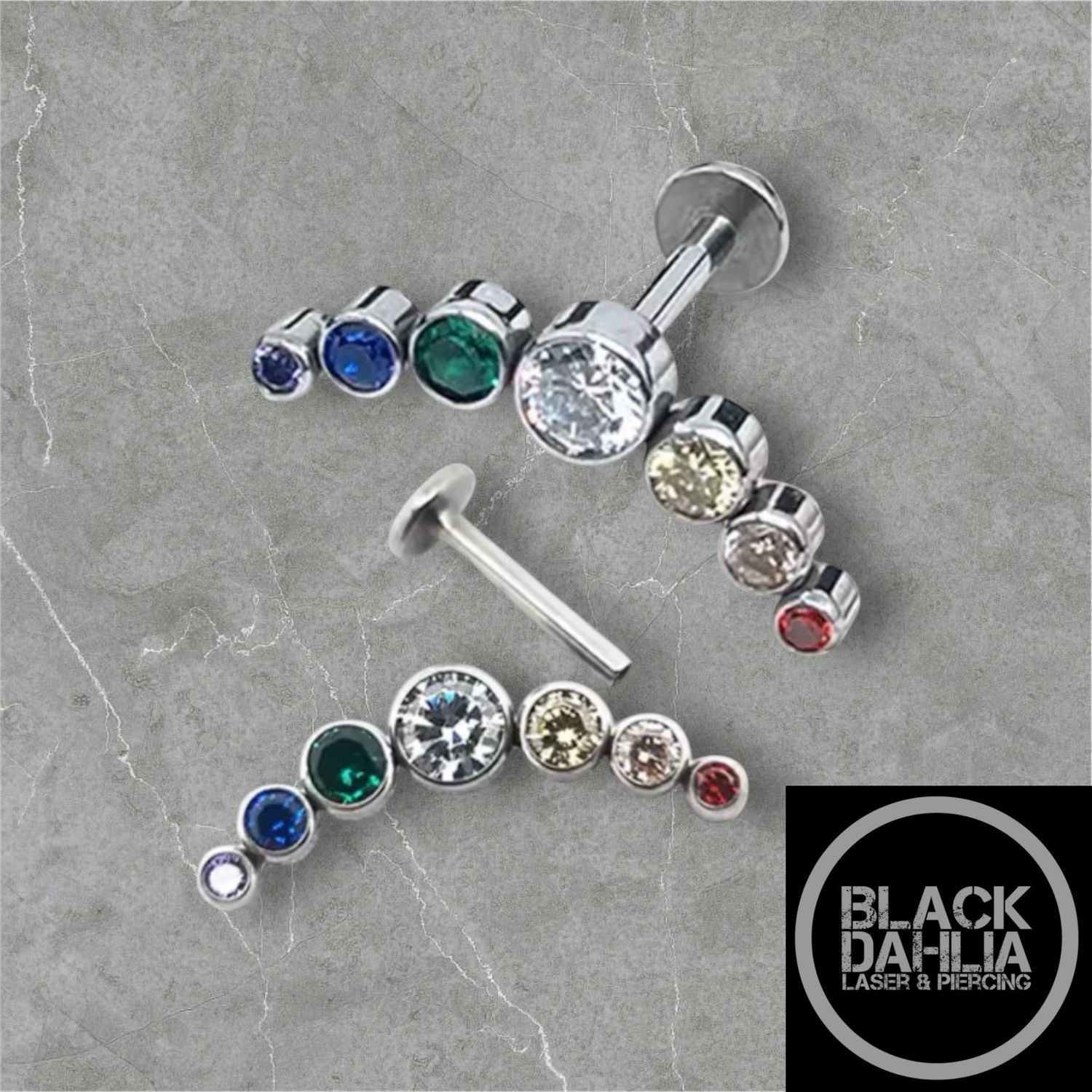 Rainbow Crescent Internally Threaded Titanium Labret 16G