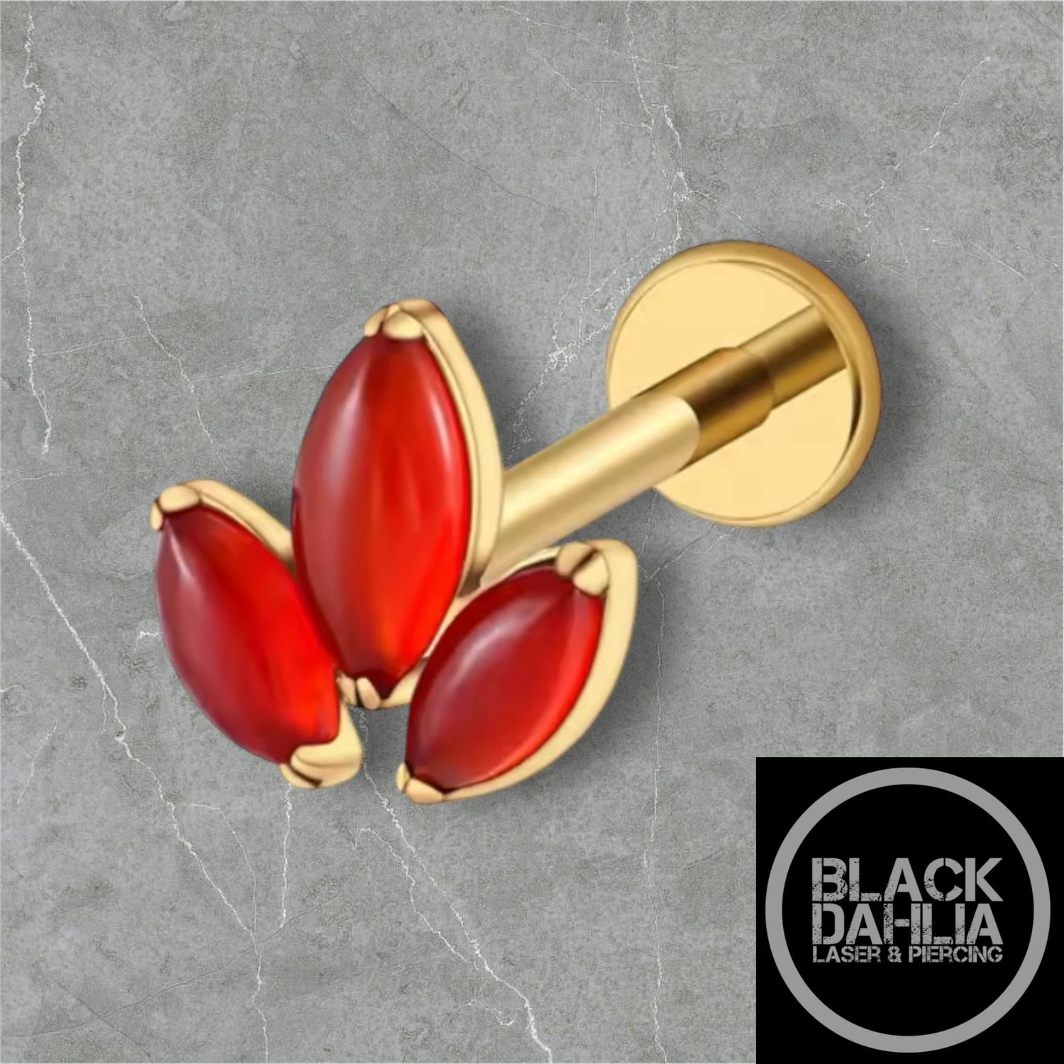 Natural Stone Marquise Internally Threaded Labret 16G