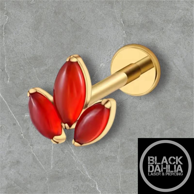 Natural Stone Marquise Internally Threaded Labret 16G