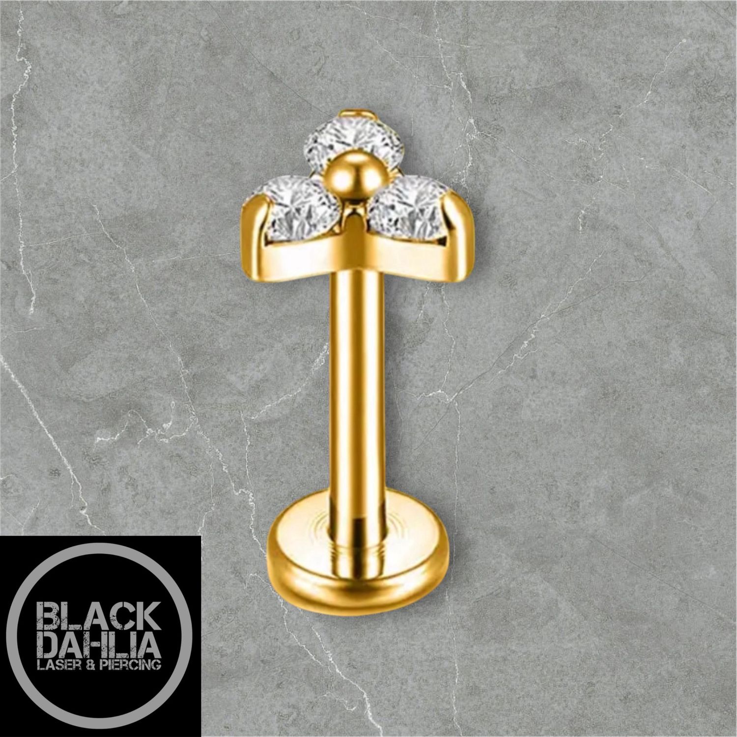Tri Zircon Titanium Internally Threaded Labret 16G