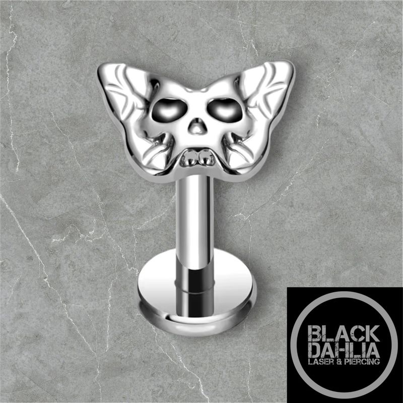 Butterfly Skull Internally Threaded Titanium Labret 16G