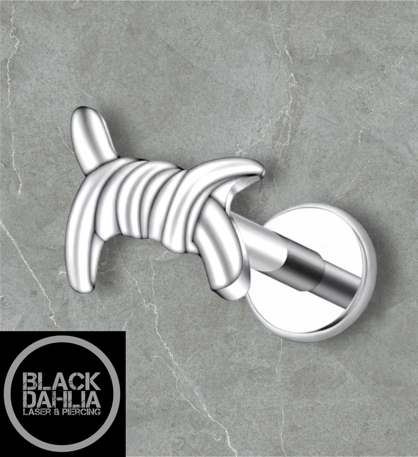 Barbed Wire Internally Threaded Titanium Labret 16G