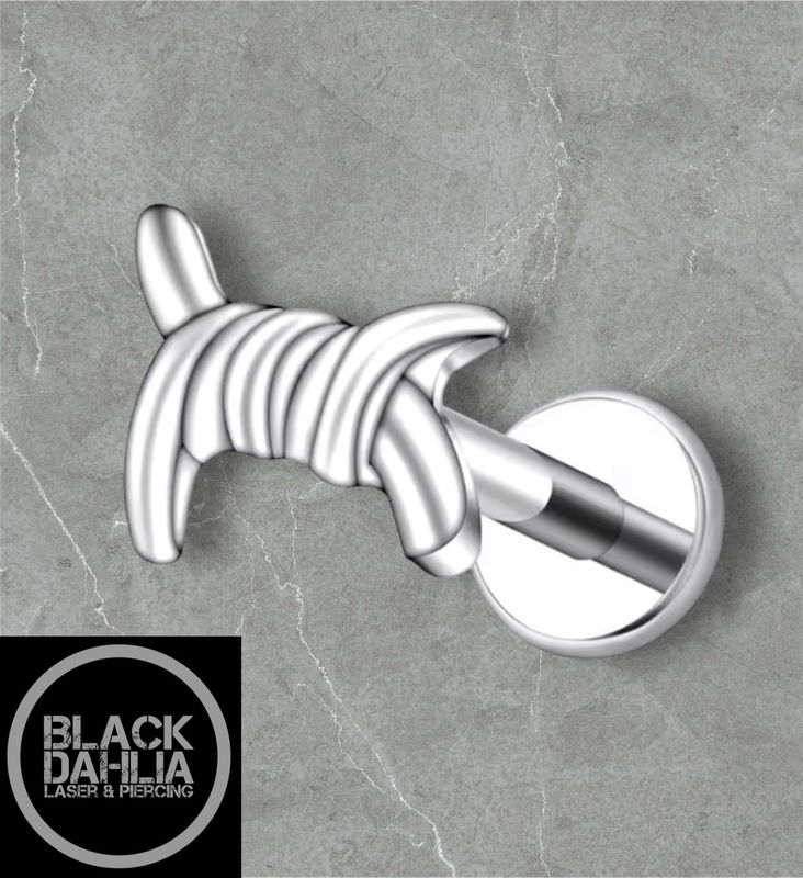 Barbed Wire Internally Threaded Titanium Labret 16G