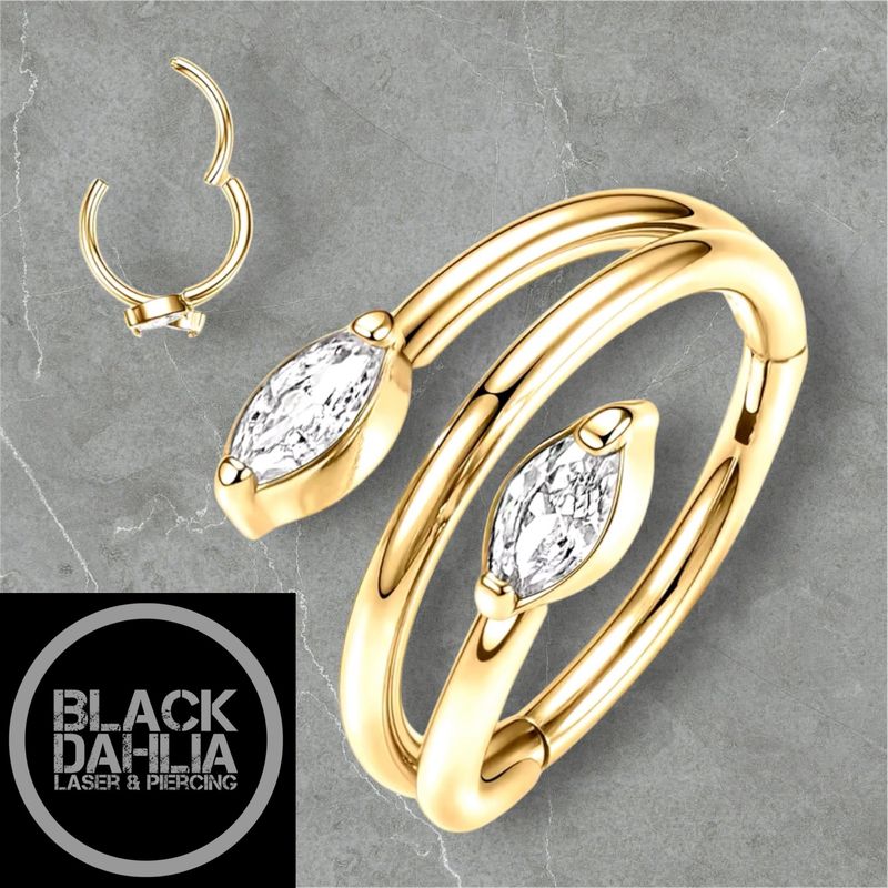 Gold Coloured Rosebud Zircon Titanium Clicker 16G