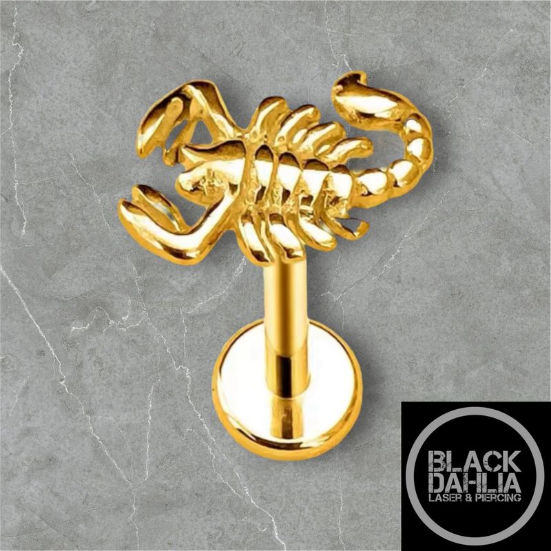 Gold Coloured Scorpion Threadless Titanium Labret
