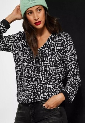 Street One Printed v-neck blouse w piping