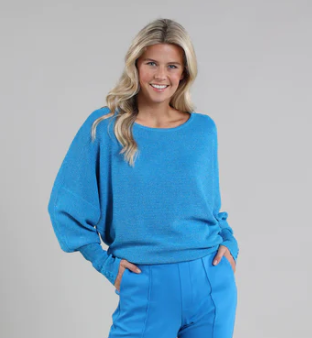 Nukus Batwing Pullover Lurex Blue SS24065