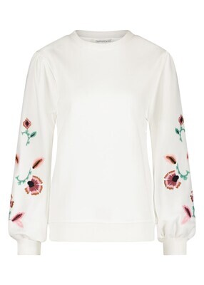 Tramontana Sweater Puff Shoulder Flower Off White D01-11-601