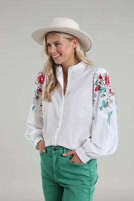 Nukus Brenda Blouse Embroidery Off White SS240453