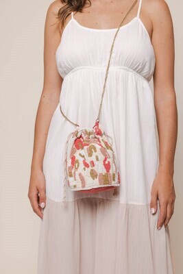 Rino & Pelle Small shoulderbag with beads Coral Hawai.7002420