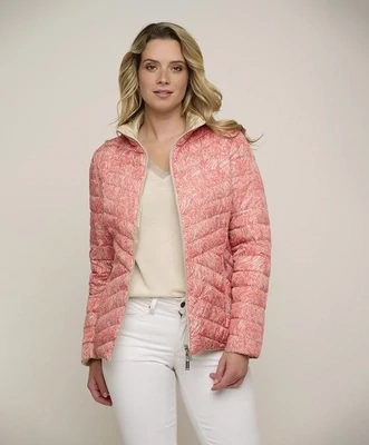 Rino & Pelle Reversible padded jacket Coral doodle and beach Gemma.7002420