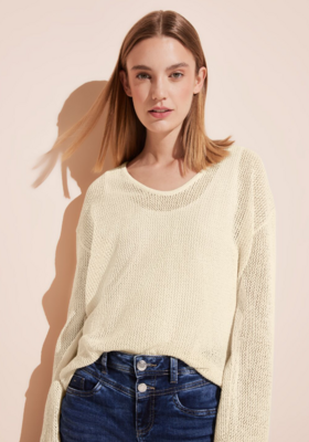 Street One structured mesh sweater lucid white A302717