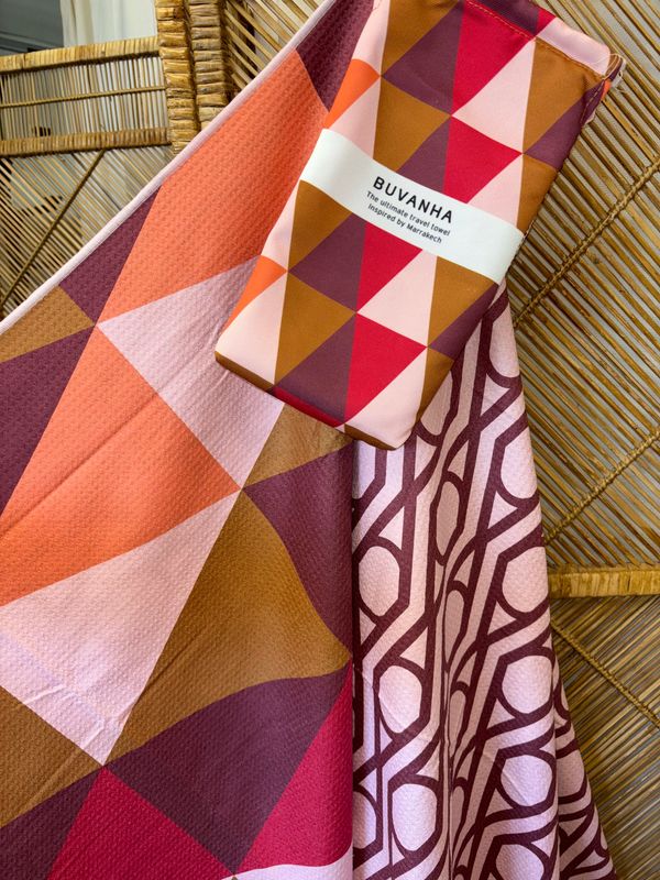 BUVANHA Travel Towel Old Pink/Aubergine Marrakech 02