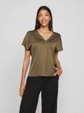 Vila VIELLETTE V-NECK S/S SATIN TOP - NO: Dusty Olive 14089239