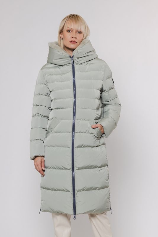 Rino & Pelle Long padded hooded coat with faux f Artichoke Keilafur.7002411