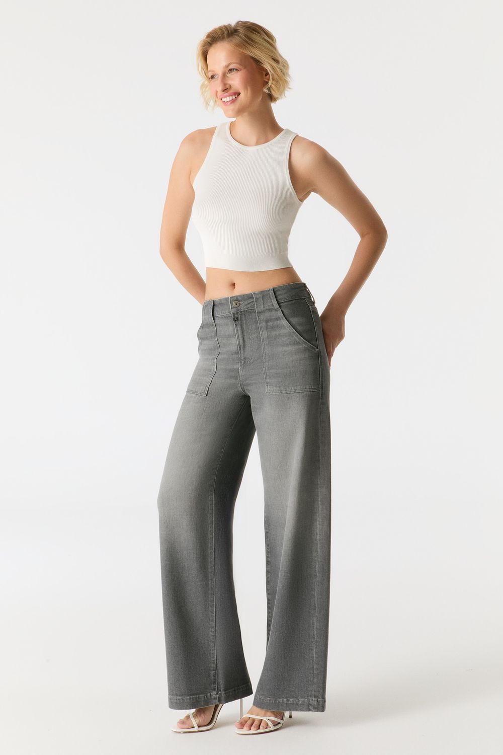 Cup Of Joe Denim high waist wide leg Grey VT Lulu