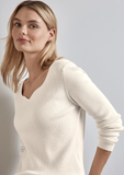 Street One basic rib sweater fancy neckli oak beige melange A302891