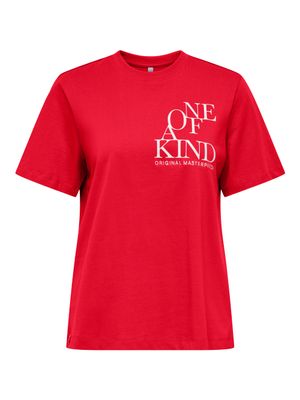 Only ONLLEONA S/S TEXT EMB. TOP BOX JRS True Red/Kind 15342879