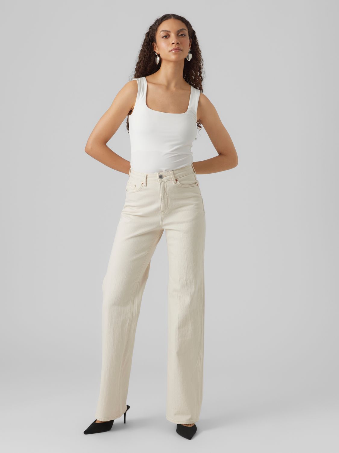 Vero Moda VMTESSA HR WIDE JEANS ECRU GA Ecru 10287303